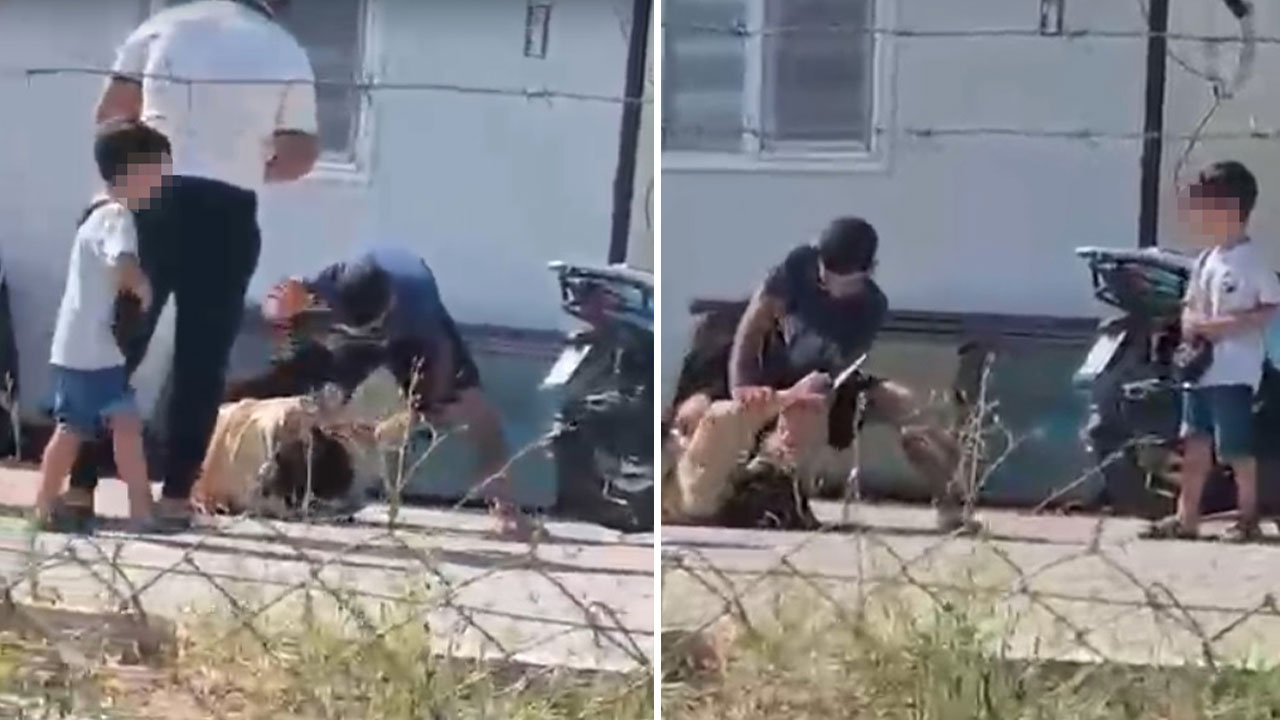 Olmaz olsun böyle koca! Çocuklarının gözü önünde elinde bıçakla eşini dövdü!